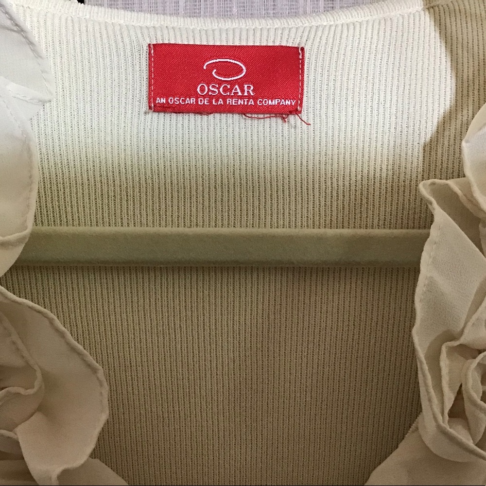 Oscar De La Renta Knit Ribbed Ruffle Shirt - Picture 3 of 3